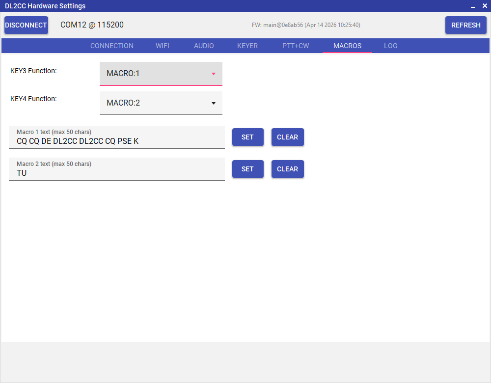 Hardware Settings Macros tab