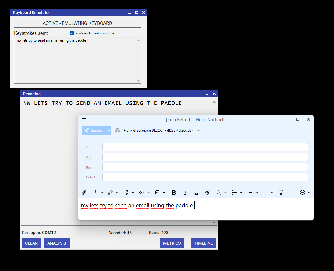 Keyboard Simulator window