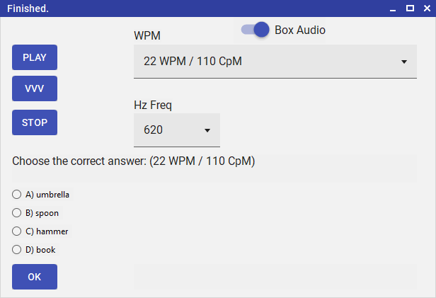 Listening Quiz window