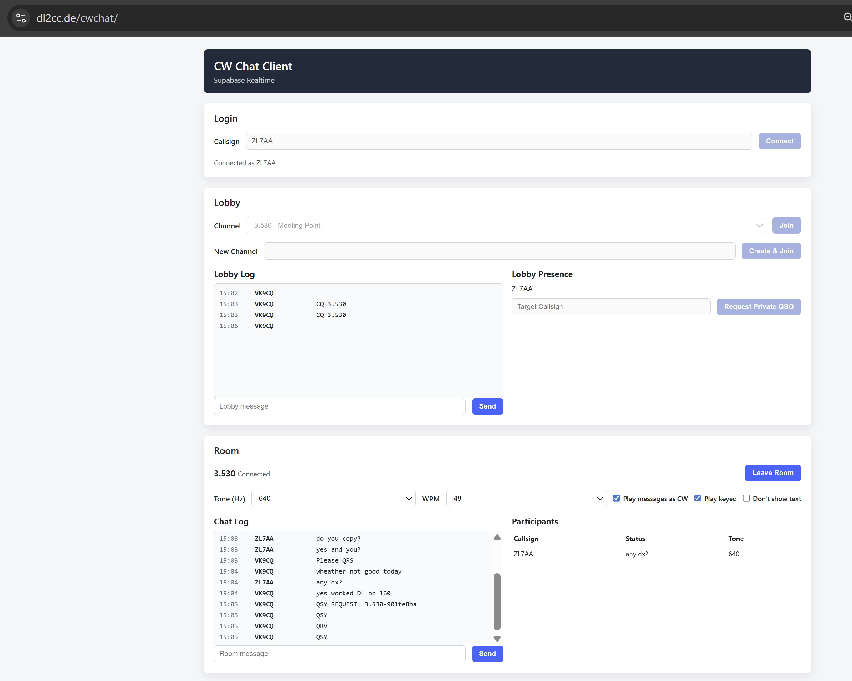 Morse Chat Web Client