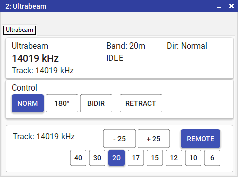 Ultrabeam antenna controller — example integration