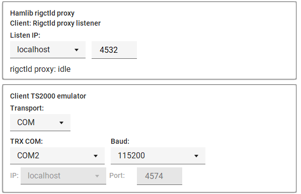Client settings — Client RIG CAT card