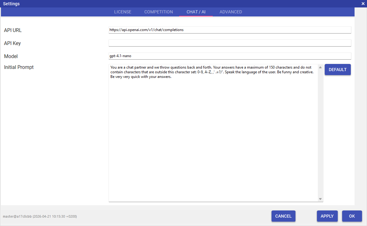 Settings - Chat and
              AI