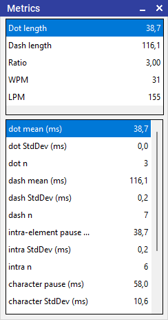 TX Decoder metrics button